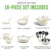 imageGreenLife Soft Grip 16 Piece Cookware Set NonToxic PFASFree Ceramic Nonstick Frying Sauce Saute Utensils Glass Lids StayCool Handles Wobble Free Dishwasher ampamp Oven Safe Black DiamondCream