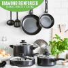 imageGreenLife Soft Grip 16 Piece Cookware Set NonToxic PFASFree Ceramic Nonstick Frying Sauce Saute Utensils Glass Lids StayCool Handles Wobble Free Dishwasher ampamp Oven Safe Black DiamondBlack