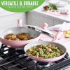 imageGreenLife Soft Grip 16 Piece Cookware Set NonToxic PFASFree Ceramic Nonstick Frying Sauce Saute Utensils Glass Lids StayCool Handles Wobble Free Dishwasher ampamp Oven Safe Black DiamondSoft Pink