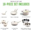 imageGreenLife Soft Grip 16 Piece Cookware Set NonToxic PFASFree Ceramic Nonstick Frying Sauce Saute Utensils Glass Lids StayCool Handles Wobble Free Dishwasher ampamp Oven Safe Black DiamondTaupe