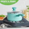 imageGreenLife Soft Grip Diamond Healthy Ceramic Nonstick 2QT Saucepan Pot with Lid PFASFree Dishwasher Safe TurquoiseTurquoise