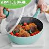 imageGreenLife Soft Grip Diamond Healthy Ceramic Nonstick 2QT Saucepan Pot with Lid PFASFree Dishwasher Safe TurquoiseTurquoise