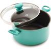 imageGreenLife Soft Grip Diamond Healthy Ceramic Nonstick 2QT Saucepan Pot with Lid PFASFree Dishwasher Safe TurquoiseTurquoise