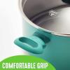 imageGreenLife Soft Grip Diamond Healthy Ceramic Nonstick 2QT Saucepan Pot with Lid PFASFree Dishwasher Safe TurquoiseTurquoise