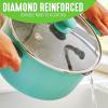 imageGreenLife Soft Grip Diamond Healthy Ceramic Nonstick 2QT Saucepan Pot with Lid PFASFree Dishwasher Safe TurquoiseTurquoise