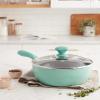 imageGreenLife Soft Grip Diamond Healthy Ceramic Nonstick 2QT Saucepan Pot with Lid PFASFree Dishwasher Safe TurquoiseTurquoise