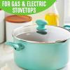 imageGreenLife Soft Grip Diamond Healthy Ceramic Nonstick 2QT Saucepan Pot with Lid PFASFree Dishwasher Safe TurquoiseTurquoise