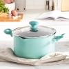 imageGreenLife Soft Grip Diamond Healthy Ceramic Nonstick 2QT Saucepan Pot with Lid PFASFree Dishwasher Safe TurquoiseTurquoise