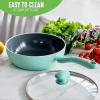 imageGreenLife Soft Grip Diamond Healthy Ceramic Nonstick 2QT Saucepan Pot with Lid PFASFree Dishwasher Safe TurquoiseTurquoise