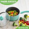 imageGreenLife Soft Grip Diamond Healthy Ceramic Nonstick 2QT Saucepan Pot with Lid PFASFree Dishwasher Safe TurquoiseTurquoise