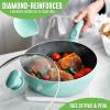 imageGreenLife Soft Grip Diamond Healthy Ceramic Nonstick 2QT Saucepan Pot with Lid PFASFree Dishwasher Safe TurquoiseTurquoise