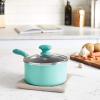 imageGreenLife Soft Grip Diamond Healthy Ceramic Nonstick 2QT Saucepan Pot with Lid PFASFree Dishwasher Safe TurquoiseTurquoise