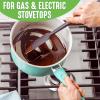 imageGreenLife Soft Grip Diamond Healthy Ceramic Nonstick 2QT Saucepan Pot with Lid PFASFree Dishwasher Safe TurquoiseTurquoise and Cream