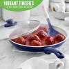 imageGreenLife Soft Grip Healthy Ceramic Nonstick 12quot Frying Pan Skillet with Lid PFASFree Dishwasher Safe BlueBlue
