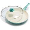 imageGreenLife Soft Grip Healthy Ceramic Nonstick 12quot Frying Pan Skillet with Lid PFASFree Dishwasher Safe BlueTurquoise