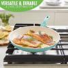 imageGreenLife Soft Grip Healthy Ceramic Nonstick 12quot Frying Pan Skillet with Lid PFASFree Dishwasher Safe BlueTurquoise