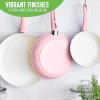 imageGreenLife Soft Grip Healthy Ceramic Nonstick 8quot 10quot and 12quot Frying Pan Skillet Set PFASFree Dishwasher Safe BlueSoft Pink