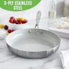 imageGreenLife TriPly Stainless Steel Healthy Ceramic Nonstick 8quot Frying Pan Skillet PFASFree Multi Clad Induction Dishwasher Safe Oven Safe Silver11 Frying Pan Skillet
