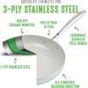imageGreenLife TriPly Stainless Steel Healthy Ceramic Nonstick 8quot Frying Pan Skillet PFASFree Multi Clad Induction Dishwasher Safe Oven Safe Silver12 Frying Pan Skillet with Lid
