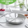 imageGreenLife TriPly Stainless Steel Healthy Ceramic Nonstick 8quot Frying Pan Skillet PFASFree Multi Clad Induction Dishwasher Safe Oven Safe Silver12 Frying Pan Skillet with Lid