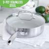 imageGreenLife TriPly Stainless Steel Healthy Ceramic Nonstick 8quot Frying Pan Skillet PFASFree Multi Clad Induction Dishwasher Safe Oven Safe Silver375QT Saute Pan Jumbo Cooker with Lid