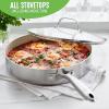 imageGreenLife TriPly Stainless Steel Healthy Ceramic Nonstick 8quot Frying Pan Skillet PFASFree Multi Clad Induction Dishwasher Safe Oven Safe Silver375QT Saute Pan Jumbo Cooker with Lid