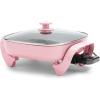 imageGreenLife 12quot 5QT Square Electric Skillet Glass Vented Lid Ceramic PFASFree Nonstick Coated Interior Adjustable Temperature Control Cool Touch Handles Quick Even Heating Scratch ResistantBlackPink