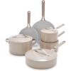 imageGreenLife Dream 10Piece Ceramic Nonstick Cookware Set Pots Frying ampamp Sauce Pans PFASFree ampamp PFOAFree Dishwasher ampamp Oven Safe StayCool Handles Durable Aluminum Body Versatile Cooking Blue HazeTaupe