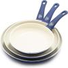 imageGreenLife Soft Grip Healthy Ceramic Nonstick 8quot 10quot and 12quot Frying Pan Skillet Set PFASFree Dishwasher Safe BlueBlue