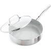 imageGreenLife TriPly Stainless Steel Healthy Ceramic Nonstick 8quot Frying Pan Skillet PFASFree Multi Clad Induction Dishwasher Safe Oven Safe Silver375QT Saute Pan Jumbo Cooker with Lid