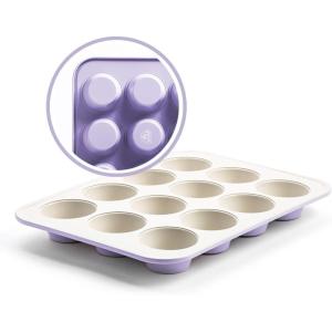 imageGreenLife 12Cup Muffin Pan Healthy Ceramic Nonstick Bakeware PFOA ampamp PFASFree Cupcake Sheet Durable Baking Tray Versatile Kitchen Essentials Easy Clean Muffin Mold Nonstick Baking Pan BlueLavender