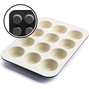 imageGreenLife 12Cup Muffin Pan Healthy Ceramic Nonstick Bakeware PFOA ampamp PFASFree Cupcake Sheet Durable Baking Tray Versatile Kitchen Essentials Easy Clean Muffin Mold Nonstick Baking Pan BlueBlack
