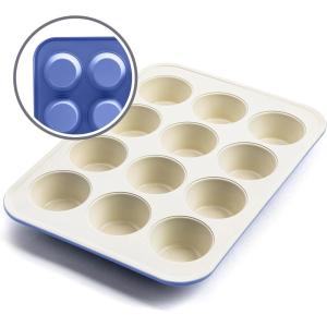 imageGreenLife 12Cup Muffin Pan Healthy Ceramic Nonstick Bakeware PFOA ampamp PFASFree Cupcake Sheet Durable Baking Tray Versatile Kitchen Essentials Easy Clean Muffin Mold Nonstick Baking Pan BluePeriwinkle