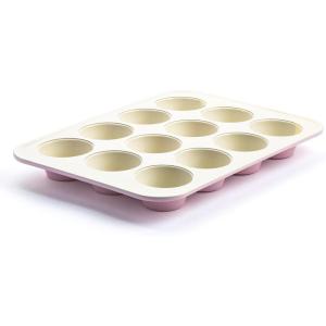 imageGreenLife 12Cup Muffin Pan Healthy Ceramic Nonstick Bakeware PFOA ampamp PFASFree Cupcake Sheet Durable Baking Tray Versatile Kitchen Essentials Easy Clean Muffin Mold Nonstick Baking Pan BluePink