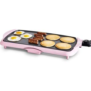 imageGreenLife 20 Extra Large Electric Griddle NonToxic PFAS ampamp PFOAFree Ceramic Nonstick Temperature Control Quick Even Heating Removable Drip Tray Pancakes Eggs Sausage Easy Clean BlackSoft Pink