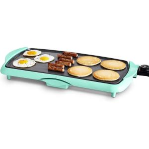 imageGreenLife 20 Extra Large Electric Griddle NonToxic PFAS ampamp PFOAFree Ceramic Nonstick Temperature Control Quick Even Heating Removable Drip Tray Pancakes Eggs Sausage Easy Clean BlackTurquoise