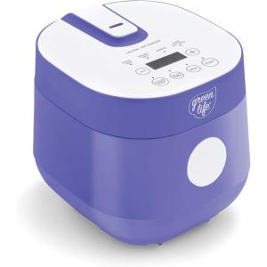 imageGreenLife 4Cup Digital Rice Cooker PFAS ampamp PFOAFree Removable Ceramic Dishwasher Safe Pot Healthy Cooking Oats Grains ampamp More Auto Presets Touchscreen Delay ampamp Keep Warm Paddle Included BlackPeriwinkle