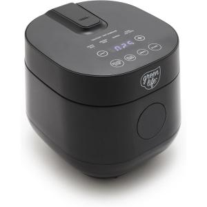 imageGreenLife 4Cup Digital Rice Cooker PFAS ampamp PFOAFree Removable Ceramic Dishwasher Safe Pot Healthy Cooking Oats Grains ampamp More Auto Presets Touchscreen Delay ampamp Keep Warm Paddle Included BlackBlack