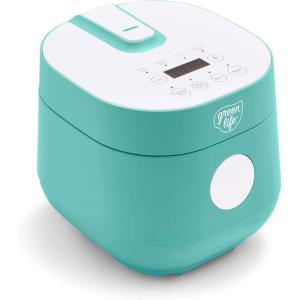 imageGreenLife 4Cup Digital Rice Cooker PFAS ampamp PFOAFree Removable Ceramic Dishwasher Safe Pot Healthy Cooking Oats Grains ampamp More Auto Presets Touchscreen Delay ampamp Keep Warm Paddle Included BlackTurquoise