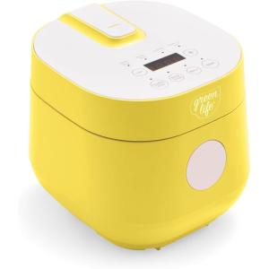 imageGreenLife 4Cup Digital Rice Cooker PFAS ampamp PFOAFree Removable Ceramic Dishwasher Safe Pot Healthy Cooking Oats Grains ampamp More Auto Presets Touchscreen Delay ampamp Keep Warm Paddle Included BlackYellow