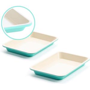 imageGreenLife Bakeware Healthy Ceramic Nonstick 18quot x 13quot Half Cookie Sheet Baking Pan PFASFree BlackTurquoise