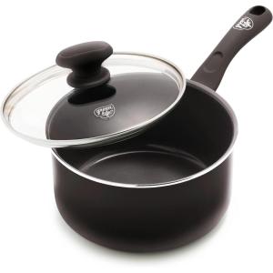 imageGreenLife Soft Grip Diamond Healthy Ceramic Nonstick 2QT Saucepan Pot with Lid PFASFree Dishwasher Safe TurquoiseBlack