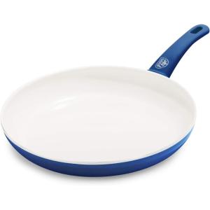 imageGreenLife Soft Grip Healthy Ceramic Nonstick 12quot Frying Pan Skillet with Lid PFASFree Dishwasher Safe BlueBlue