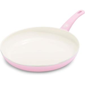 imageGreenLife Soft Grip Healthy Ceramic Nonstick 12quot Frying Pan Skillet with Lid PFASFree Dishwasher Safe BluePink