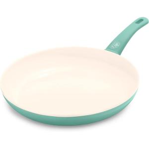 imageGreenLife Soft Grip Healthy Ceramic Nonstick 12quot Frying Pan Skillet with Lid PFASFree Dishwasher Safe BlueTurquoise