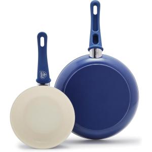 imageGreenLife Soft Grip Healthy Ceramic Nonstick 7quot and 10quot Frying Pan Set PFAS ampamp PFOAFree Dishwasher Safe Egg Omelet Skillet Cookware for Easy Cooking NonStick Kitchen Essentials BlueBlue