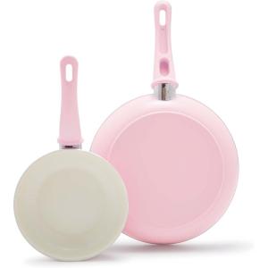 imageGreenLife Soft Grip Healthy Ceramic Nonstick 7quot and 10quot Frying Pan Set PFAS ampamp PFOAFree Dishwasher Safe Egg Omelet Skillet Cookware for Easy Cooking NonStick Kitchen Essentials BlueSoft Pink