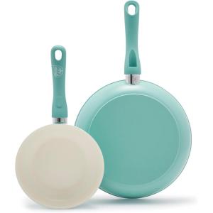 imageGreenLife Soft Grip Healthy Ceramic Nonstick 7quot and 10quot Frying Pan Set PFAS ampamp PFOAFree Dishwasher Safe Egg Omelet Skillet Cookware for Easy Cooking NonStick Kitchen Essentials BlueTurquoise