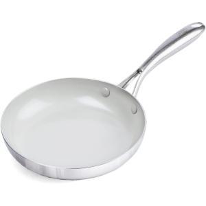 imageGreenLife TriPly Stainless Steel Healthy Ceramic Nonstick 8quot Frying Pan Skillet PFASFree Multi Clad Induction Dishwasher Safe Oven Safe Silver8 Frying Pan Skillet