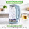 imageGreenLife 17 Liter Glass Electric Kettle Easy One Touch Use Quick Heating Filtered Spout LED Base Auto ShutOff Cordless Serving Coffee and Tea PinkBlue Haze